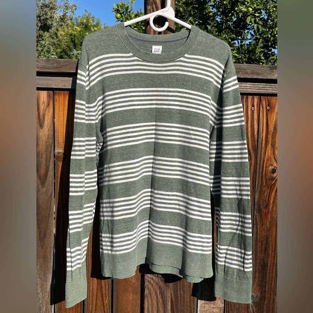 Large GAP green striped sweater